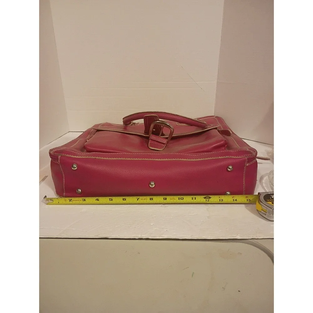 Vituri Pink Faux Leather Laptop Tote Bag Professional Work Briefcase Organizer